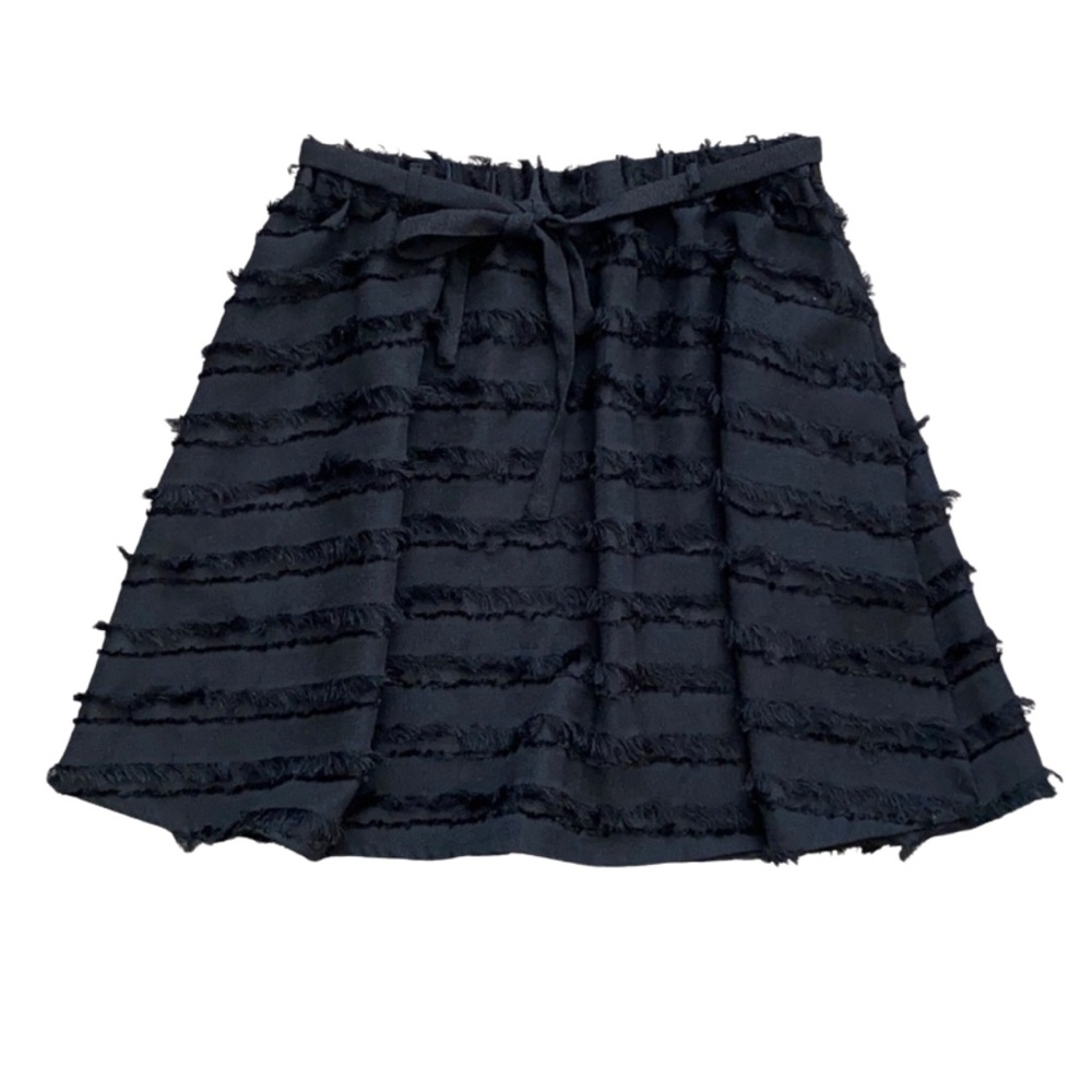 H&M Black Fringe Skirt with Tie Belt